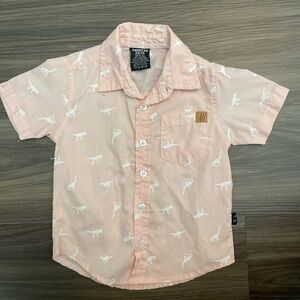 American Hawk Pink Nautical Button Down Shirt with dinosaur Print size 2T